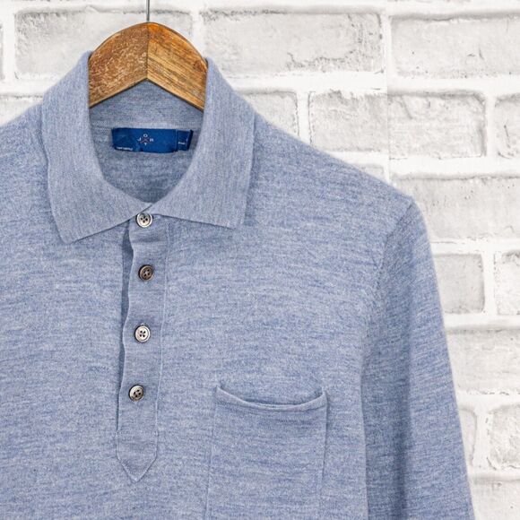 SUITSUPPLY JORT Men's 100% Cashmere Knit Pullover polo sweater in blue size L - Picture 5 of 6